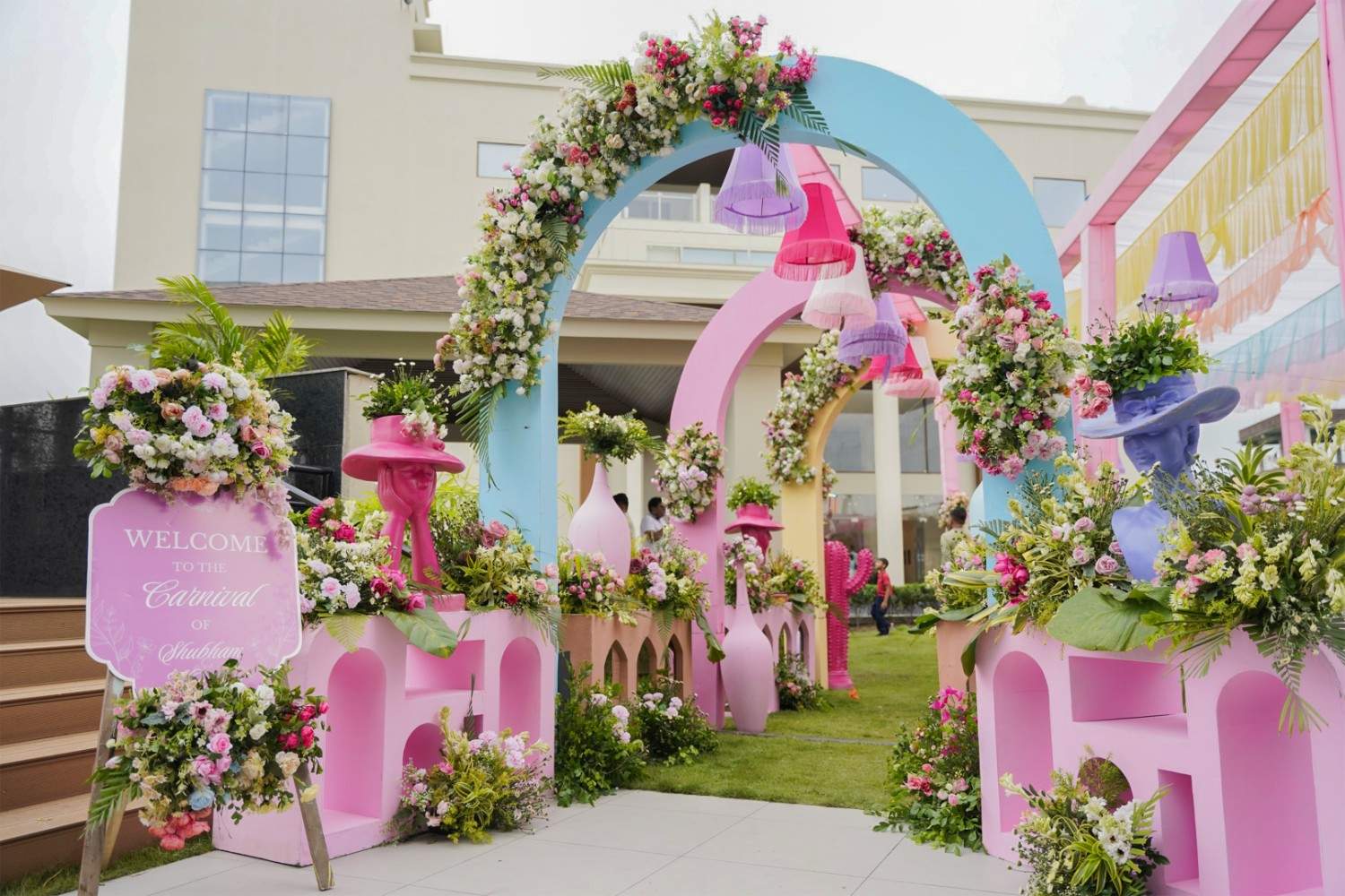 Wedding ceremony flower arrangements